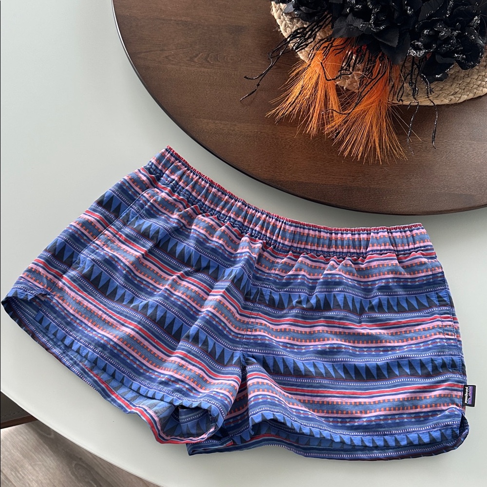 Patagonia Women's Geometric Blue and Pink Shorts